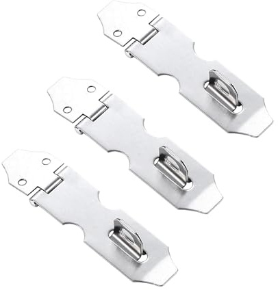 3 Pcs 2Inch Stainless Steel Hasp and Staple Lock,Silver Rust Resistant Small Padlock Hasp Latch Catch for Door Window Cabinet Pet Cage Crate Gate Box Locking Hardware Accessories and Cabinet Fittings