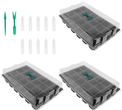 Artibetter 3 Set Vassoi Germinazione con Coperchio Ermetico in Nero Contenitori Resistenti per Piantine Propagatori Piante Multiuso per Coltivazione e Avvio Semi in Serra