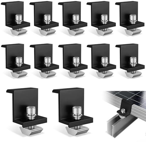 Pinzas para módulos solares de 30 mm, 12 unidades, aluminio, módulo PV, abrazaderas de extremo ajustables, soporte en Z, soporte para módulo solar para techos, paredes, barcos, caravanas, fijaciones