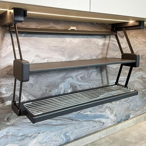 Hängfällbar hylla Fäste Pull-Down Garderob Organizer Hängskåp 2-vånings Pull-Down Disk- och kryddställssystem(89cm/35in)