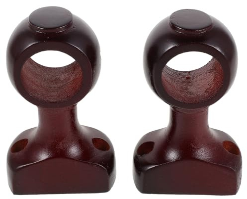 NUOBESTY Support Double Tringle Rideaux en Bois Massif, Supports de Fixation Murale pour Rideaux, Lot de 2, Style Romain Élégant, Salon et Salle de Bain