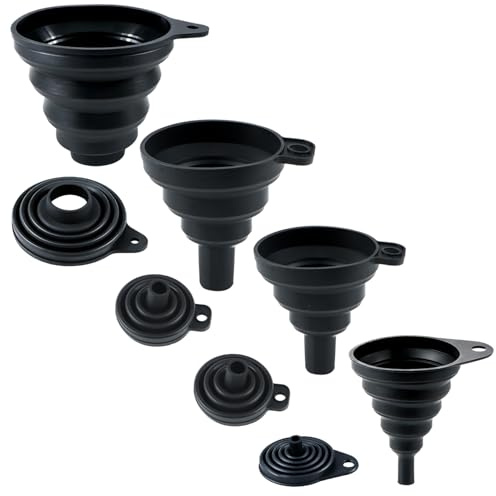 4 Pezzi Imbuto Pieghevole, Silicone Imbuti Pieghevoli | Imbuto Cucina in Silicone per Trasferimento Liquidi Birra Alimentare Marmellata