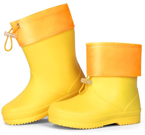 Aomig Bottes de Pluie pour Enfant Garçon et Fille, Botte Caoutchouc Léger Antidérapant avec Cordon de Serrage Pluie, Chaussures de Impermeable