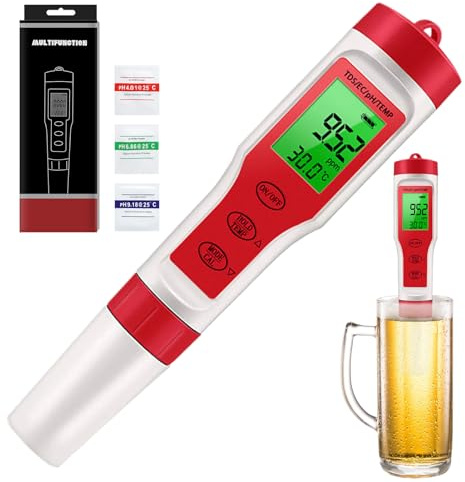 Generico Water pH Tester - High Accuracy 4 in 1 Digital pH Meter | EC Sensor Testing Tool, Temperature Meter for Home Water, Hydroponics