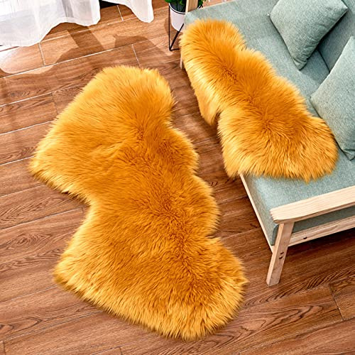 Generisch Shaggy Imitation Mats Wool Rugs Slip Non Carpet Schlafzimmer Sheepskin Faux Heimtextilien Fellteppich Groß Rot (One Size)