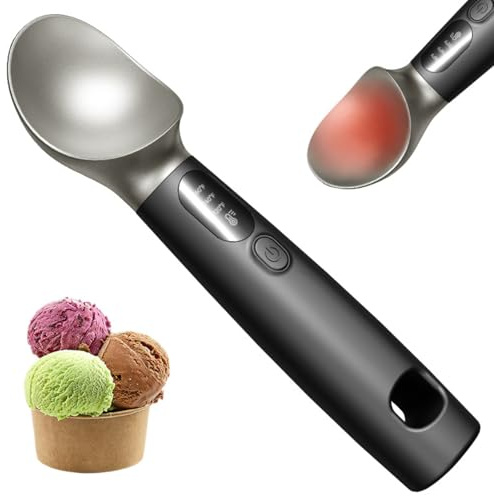 VIFERR Cuillère à Crème Glacée Chauffante Rechargeable, Cuillere a Glace électrique, Suspendable, Avec Trois Réglages de Température pour Usage Domestique ou Commercial