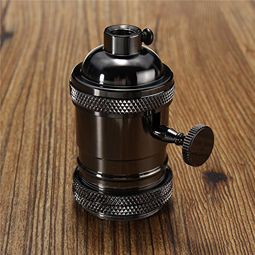 MASUNN E26/E27 Retro Vintage Edison Industrial Glühbirne Lampenhalter Sockel Mit Schalter-Schwarz