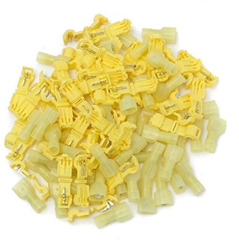 DollaTek 100Pcs (50 pares) Yellow T-Tap aislados Conectores de cables eléctricos Quick Splice Lock Terminales de alambre Spade Crimp Combo Set AWG 12-10
