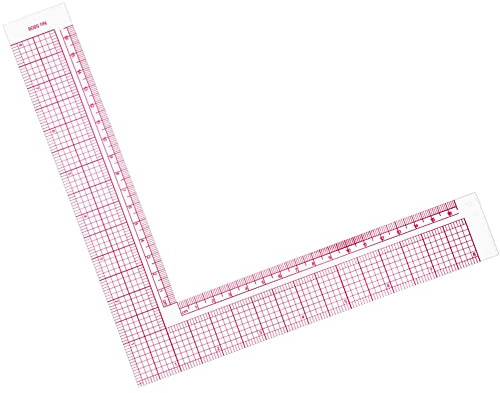 ANZONGYI Plastic Quilting Ruler, 22cm L-Square, Heat Resistant, Red Grid, Multi-Functional for Sewing, Cutting, Measuring