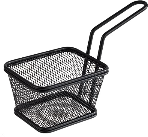 APS 40626 - Cestino per friggere, in acciaio inox, 10 x 8,5 x 6,5 cm, colore: Nero