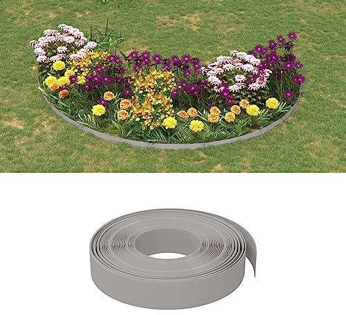 ZEYUAN Bordura de jardín Polietileno Gris 10 m 10 cm, Bordes Jardin Exterior, Bordillo Jardin, Borde del Césped, Vallas Separacion Jardin