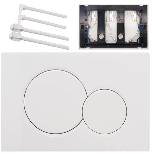 Stylish Dual Button Flush Plate for Geberit Sigma01 115.770.11.5 Actuator Plate Compatible with UP300 / UP320 / UP720 Concealed Cisterns (White)