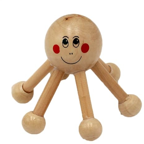 Masajeador de cabelludo de madera, herramienta de masaje relajante de 6 patas en forma de araña, masajeador portátil, herramienta de relajación manual para cabeza, cintura, piernas