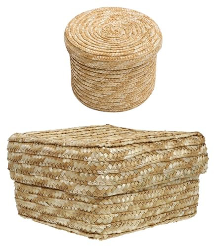 BUGUUYO 2stücke Teiliges Geflochtener Korb Aus Natürlichem Seegras Kompakte Aufbewahrungskörbe Für Schreibtisch Multifunktional Als Organizer Für Kosmetik Und Kleinteile Leicht Und Formsta