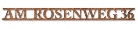 Metzler Hausnummer Rost, individueller Schriftzug Cortenstahl, Hausnummernschild, Wunschstraßenname und Hausnummer, 3D-Effekt & Wetterfest, Made in Germany, Maia Länge: 600 mm