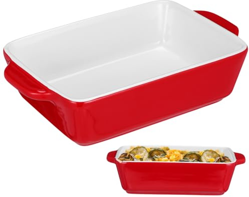 EPIGEIST Teglia da Forno in Ceramica Rossa, Padella per Microonde Spessore Medio, Utensile da Cucina Semplice ed Elegante per Cottura Ecologica