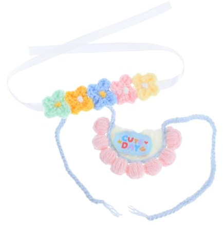 BESPORTBLE Set Accessoires Tricotés pour Poupées Filles Bavoir et Bandeau Fleur pour Peluches Tenue Décorative Réutilisable pour Ours Peluche et Jouets Collection