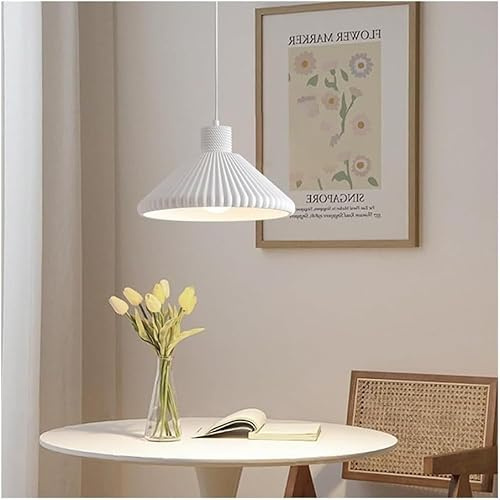 Resin Art Pendant Light Hanging Ceiling Compatible with Foyer Hall Lighting Cream Wind Cone Shade Chandelier Lamp,Chandelier