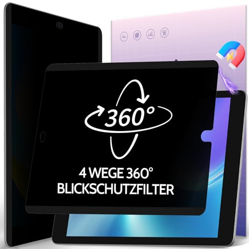 IPROKKO 360°Magnetischer Blickschutzfilter für iPad9 /8/7 Generation(iPad 10,2 Zoll, 2021, 2020, 2019),Abnehmbar 4-Wege Blickschutzfilter Privacy Screen, Anti Blaulicht Blendschutz