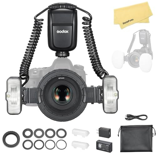 Godox MF-T76N MF-T76 N Macro Twin Flash for Nikon Camera Flash Speedlight,76Ws 2.4G TTL 1/8000 HSS Wireless,LCD Display Adapter Ring,1.2s Recycle Time,550 Full Power Flash