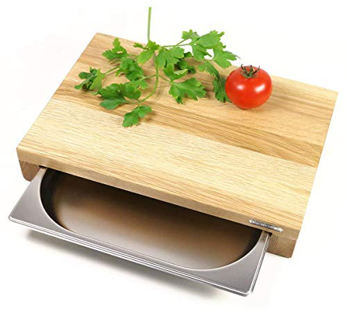 440s CONTINENTA Schneidebrett mit Edelstahlschublade, Eiche, ca. 39 x 27 x 6 cm | CON-04110000 | 4017167411002