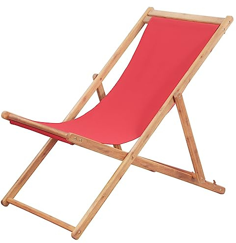 vidaXL Klappstuhl, Stoffbezug und Holzrahmen, Rot