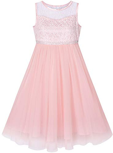 Sunny Fashion Robe Fille Rhinestone Mousseline de Soie Demoiselle d'honneur Bal de Danse Maxi Robe 6-14 Ans