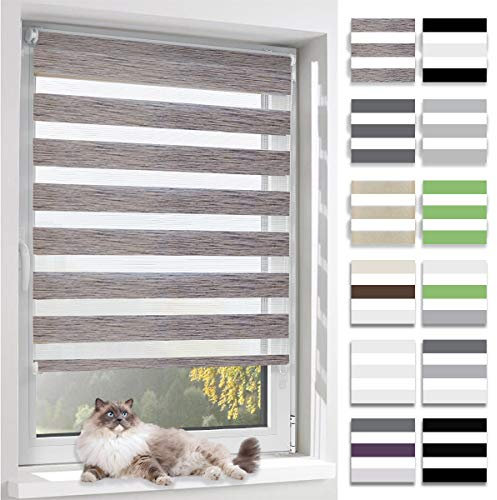 BelleMax Doppelrollo Klemmfix ohne Bohren & mit Bohren, Marmor Grau 60x120cm(BxH), Duo Rollo, Sonnenschutz lichtdurchlässig Blickdicht, Klemmrollo Fensterrollo, Rollos für Fenster und Tür