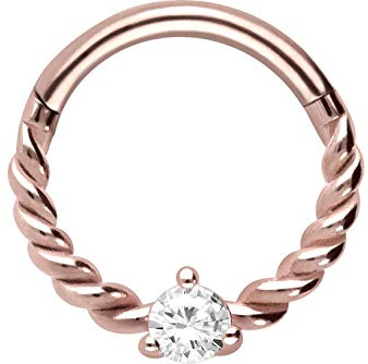 PIERCINGLINE Chirurgenstahl Segmentring Clicker | KRISTALL + GEDREHT | Piercing Ring Nase Septum Ohr Helix Tragus | Farbauswahl