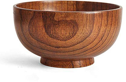 NC Bols en Bois Faits à la Main Bol de Service sur Pieds Bol de Service Rond idéal pour Les Fruits, la Nourriture, Les salades et Le Bol de Service Bols en Bois de jujube 100% Bois Naturel