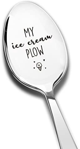 My Ice Cream Plow Spoon Engraved Stainless Steel Funny, Ice Cream Lovers Gifts for Women Mem Birthday Mother's Day Christmas