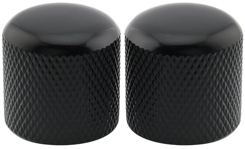 Musiclily Pro Zoll Potiknöpfe Push-on Dome Knob 19mm Schwarz 2 Stück | 24 Zähne,Stahl,für USA E-Gitarre oder Bass