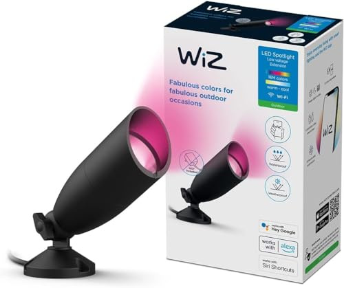 WiZ Utomhus Ground Spotlight förlängning (WiZ Color), Svart - Smart LED belysning (WiFi och Bluetooth), 12V, 2700-6500 Kelvin, Dimbar i kallvitt till varmvitt, IP65