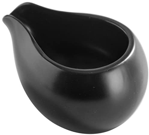 YARDWE Ceramic Gravy Boat Porcelain Saucier Mini Coffee Milk Creamer Pitcher Small Milk Creamer Jug Cream Sugar Serving Dish Sauce Dipping Bowls for Sauces Salad Syrup Black