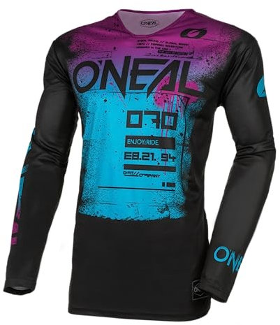 O'NEAL | Motocross-Shirt Langarm | MX MTB Mountainbike | Leichtes Material, ergonomischer Slim Fit Schnitt für perfekte Passform | Mayhem Jersey Scarz V.24 | Erwachsene | Schwarz Blau | Größe M