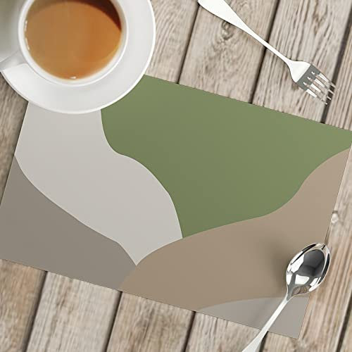 Manteles Individuales Plastico Verde - Gris Juego de 8 Manteles Individuales bajoplatos Aislante Calor Lino Antimanchas Antideslizantes decoración Mesa Comedor Cocina 45X30cm