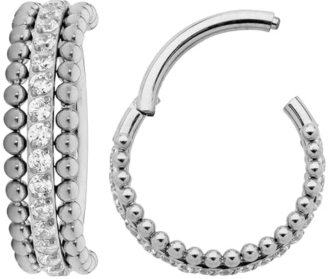 (10mm) Titan 1,2mm Doppel Kristall Segment Nasenring Hoop Knorpelohrring Septum Clicker Klappbarer Lippenring Daith Helix Rook Tragus Lobe Snug Piercing Schmuck