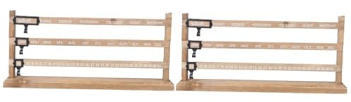 Didiseaon 2pcs Decorative Calendar Block Set Handmade Wood Calendar for Office for Home Decor
