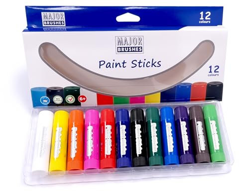 Major Brushes Juego de 12 barras de pintura para niños en varios colores