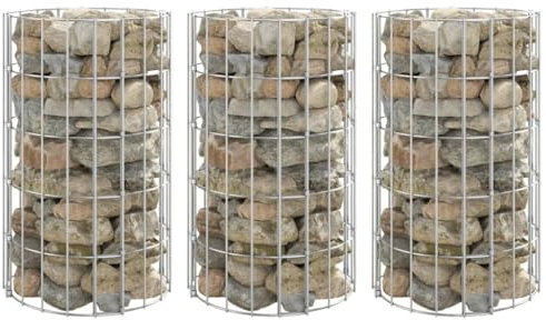Youuihom Vasi per Piante da Esterno Cassette per la Coltivazione di Fiori Fioriere Gabbione Circolare 3 pz in Acciaio Zincato Ø30x50 cm Adatta a Balconi, Verande, Giardini e Cortili