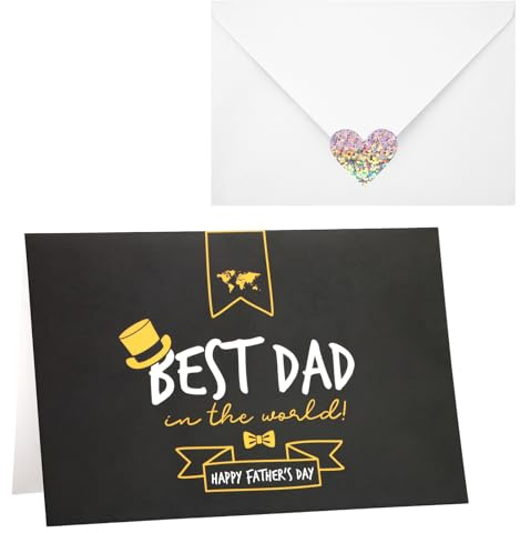 XIHIRCD Vatertagskarte, Happy Fathers Day-Karte mit Umschlägen und Siegelaufklebern Faltbare Vatertags-Grußkarte Best Dad-Geburtstagskarte für Vatertags-Geburtstagsgeschenke(Stil 5)