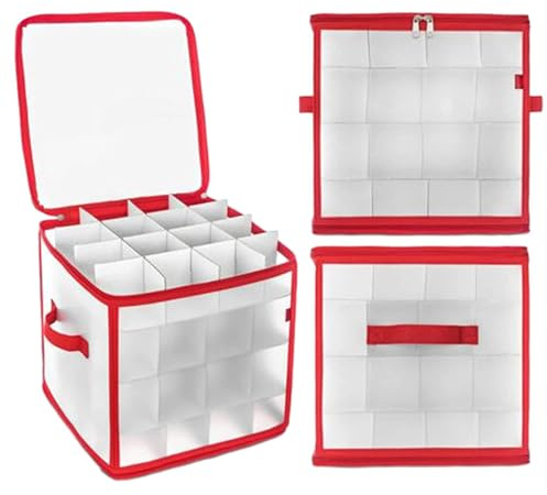 demaxiyad Ornament Aufbewahrung, 64 Gitter Weihnachtskugeln Aufbewahrung, Weihnachtsschmuck Aufbewahrungsbox, Große Organizer-Tasche - Kugel-Aufbewahrungsbox Groß Kugel-Aufbewahrungsbox