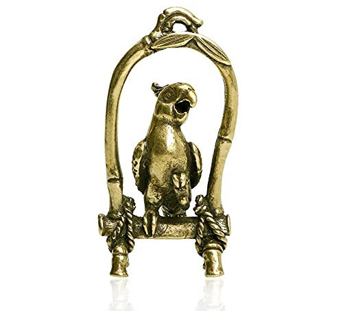 Kleine, bezaubernde Retro-Tischdekoration aus Messing, Statue aus reinem Kupfer, Höhe 5 cm, antikes Kupferhandwerk, Vogelkäfig, Papageienfiguren, Miniaturen, Tischdekoration, Messing, Tier, Vogel, Sch