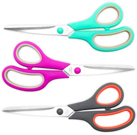 Vitoler 8.5 Scissors All Purpose, 3 Pack Ultra Sharp Blade Shears, Professional Ergonomic Comfort Grip Scissors for Office School Home Supplies Fabric Sewing DIY