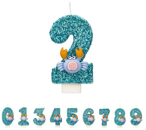 DTXLX Vela Número 2 Cangrejo Cumpleaños