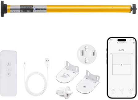 Sortfle AM22 Smart Blinds Motor for 1.25(32mm) Shade Tube, Rechargeable Bluetooth Tubular Motors and RF Remote Control for Windows Shade Work with Alexa