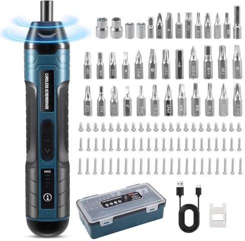 105 in 1 Electric Cordless Screwdriver Set, 3.6V Rechargeable Screwdriver with 4-Gear Torque and LED Light, 5N.m Max Torque, Ideal for Home DIY Light Industrial Use