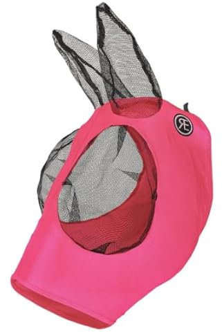 Tack Shack of Ocala Circle Y Printed Reinsman Lycra Fliegenmaske mit Ohren Fliegenmaske Lycra Fliegenmaske Fliegenmaske für Pferde Lycra Fliegenmaske für Pferd (Rosa, Medium)