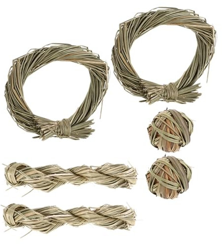 Sosoport 6stücke Kauspielzeug Für Kaninchen Hasen Spielzeug Aus Gras Material Beißspielzeug Für Kleine Haustiere Zahn Reinigung Spielzeug Für Hasen Und Hamster