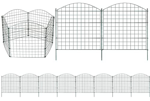 ISOISL Teichzaun Gartenzaun Zierzaun – 10-teiliges Set Bogenform mit 12 Stäben für Teich, Garten und Freigehege für Hunde (Grün, Oberbogen)